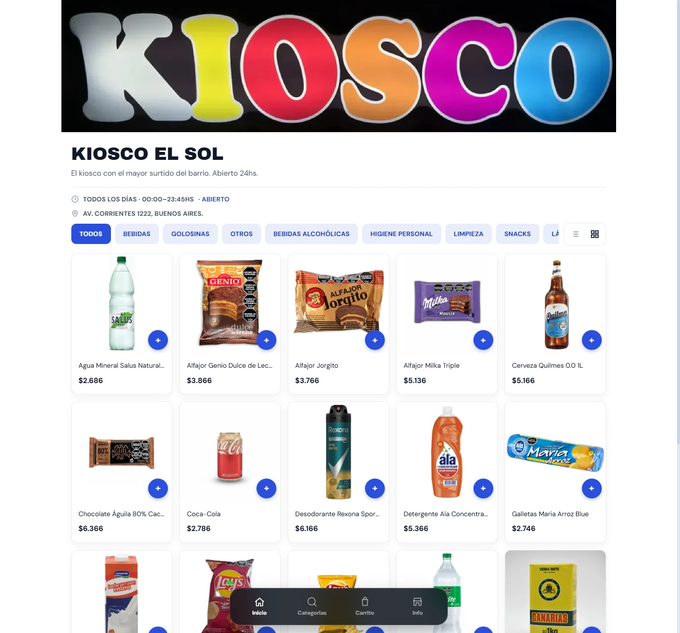 Tienda online real de un negocio con mipos