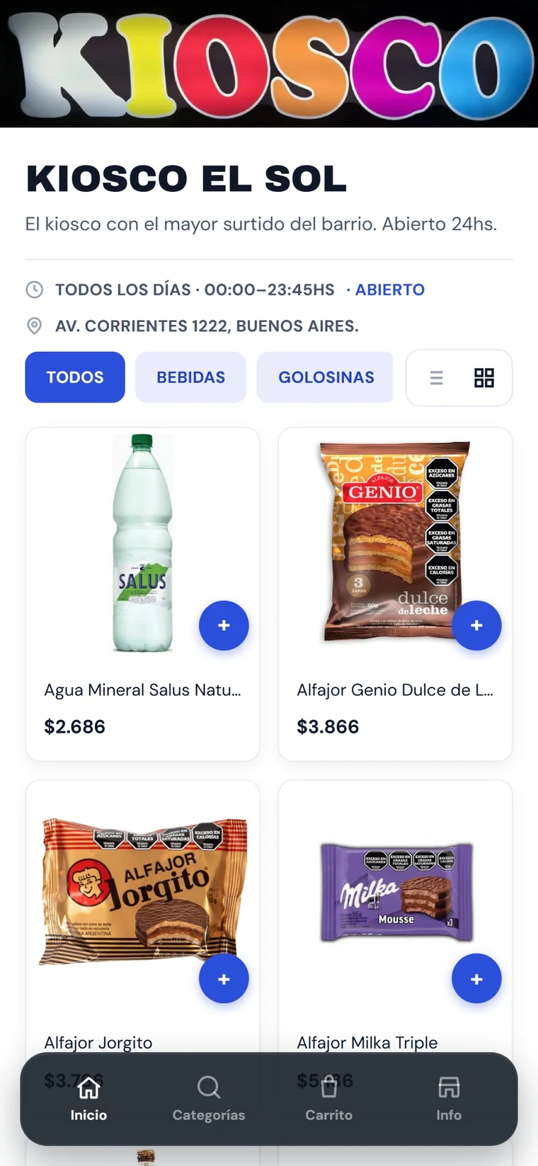 Tienda online real de un negocio con mipos